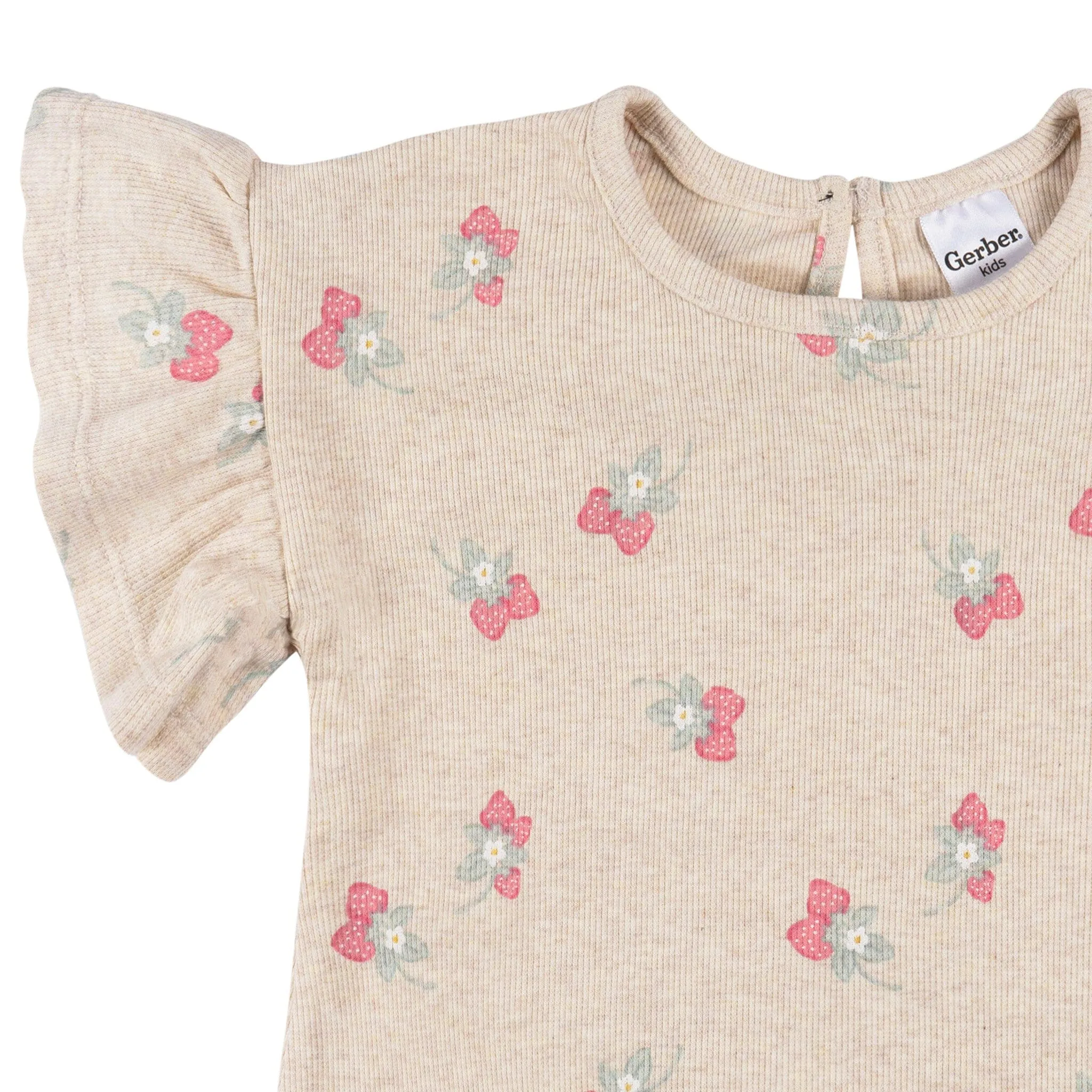 2-Piece Infant & Toddler Girls Heather Strawberry Shirt and Shorts Set