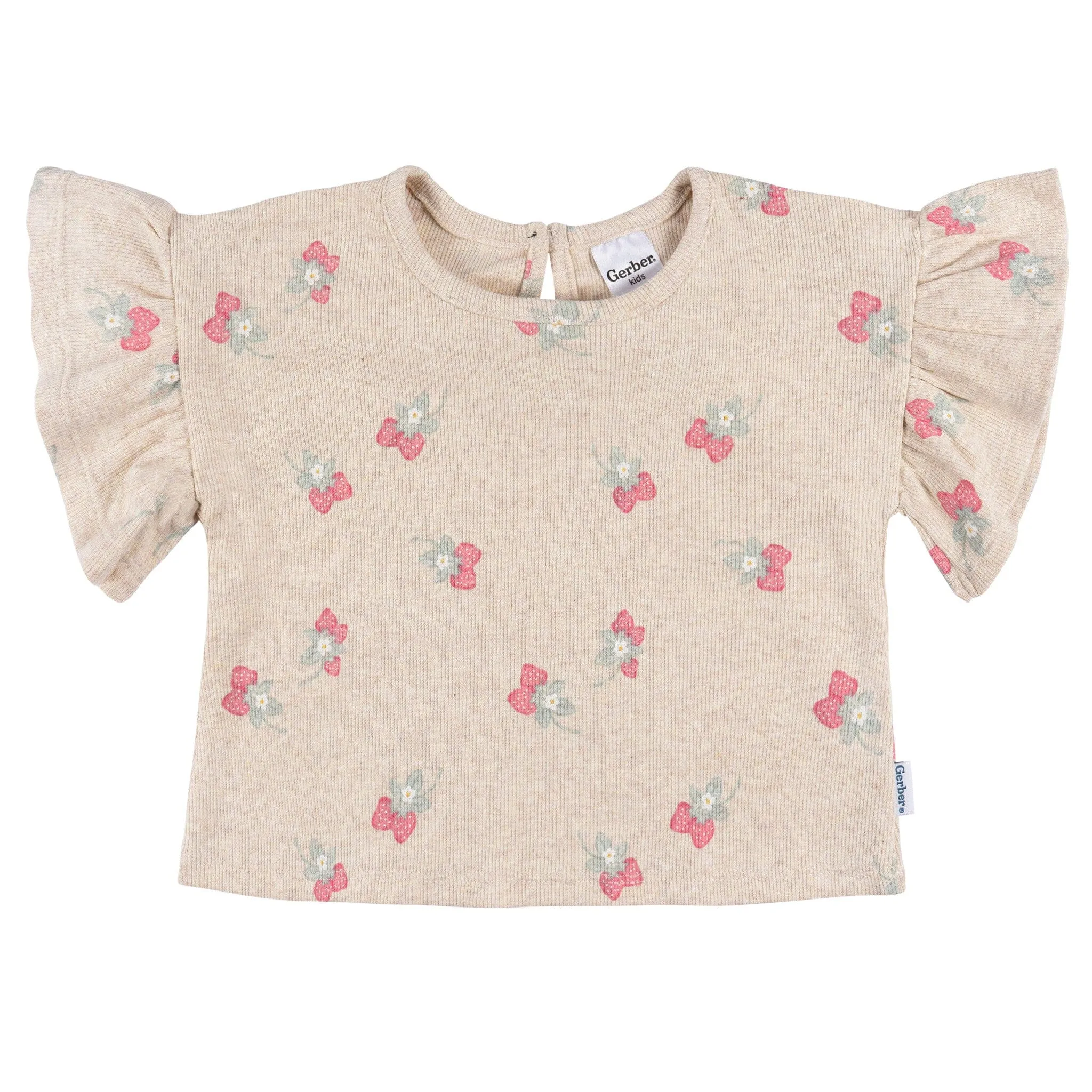 2-Piece Infant & Toddler Girls Heather Strawberry Shirt and Shorts Set
