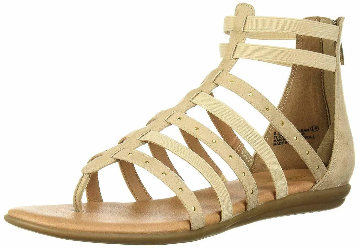 Aerosoles Women's NUCHLEAR Flat Sandal Bone Nude Low Wedge Gladiator Sandals