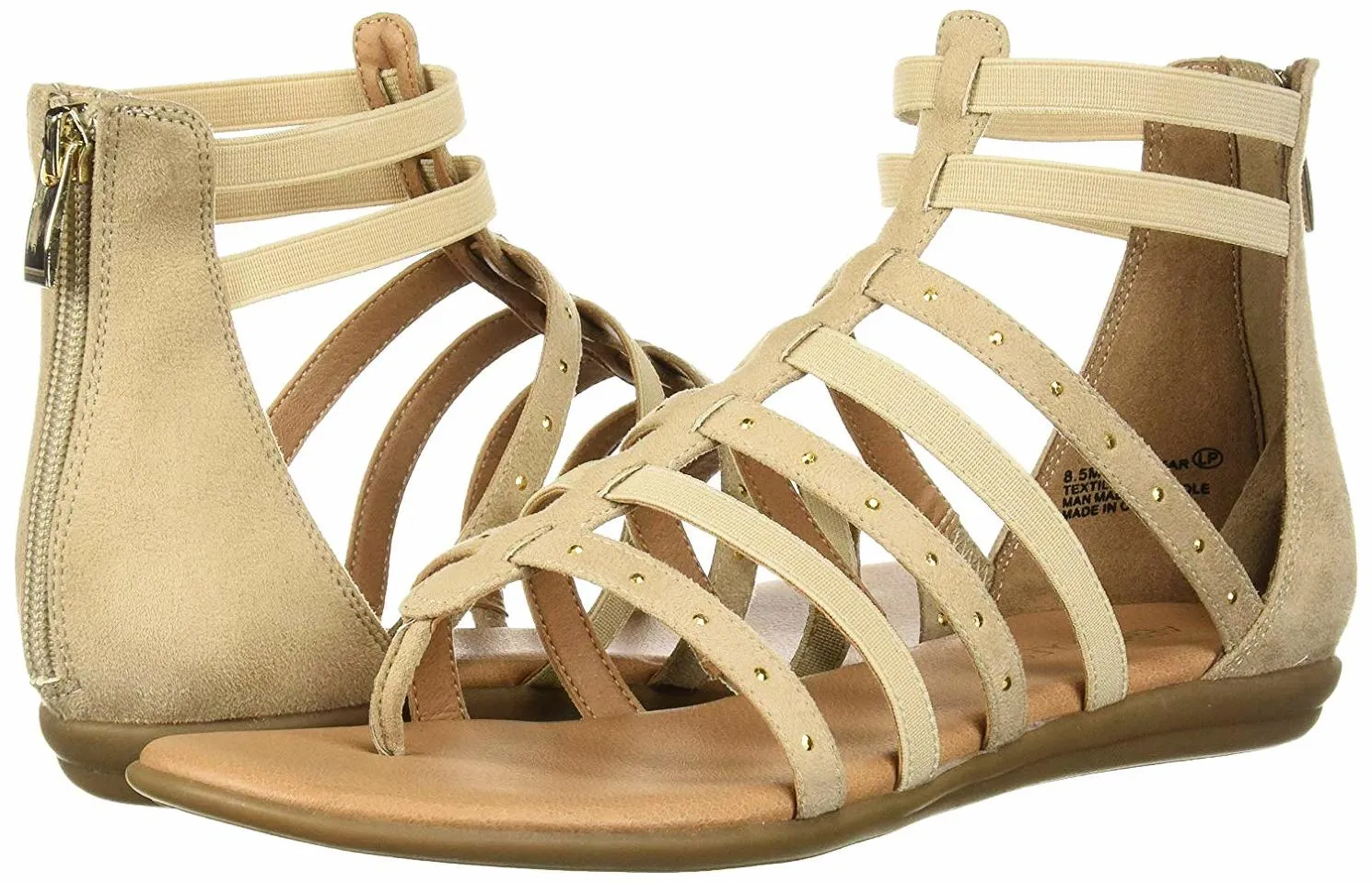 Aerosoles Women's NUCHLEAR Flat Sandal Bone Nude Low Wedge Gladiator Sandals