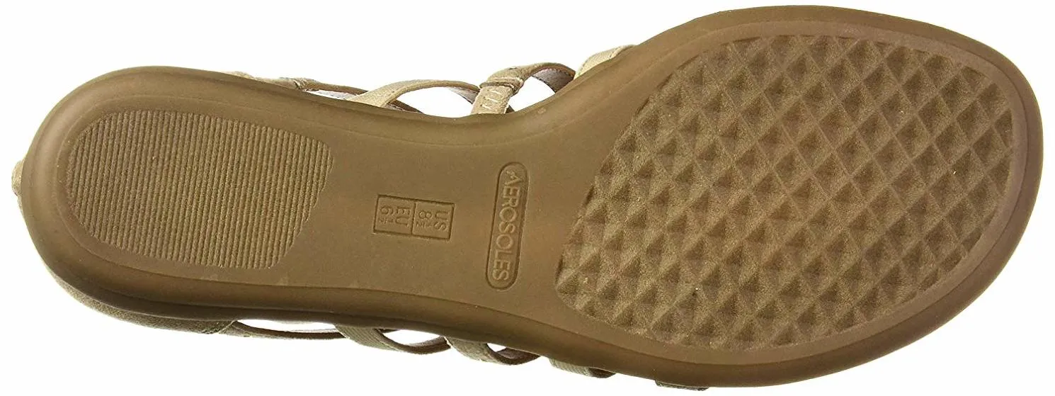 Aerosoles Women's NUCHLEAR Flat Sandal Bone Nude Low Wedge Gladiator Sandals
