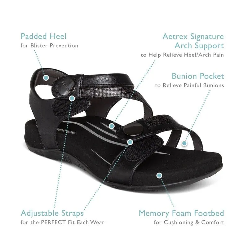Aetrex Women's Jess Sandals- Black