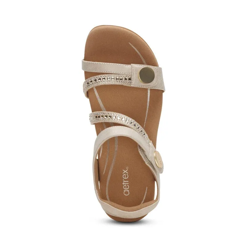 Aetrex Women's Jess Sandals- Champagne Sparkle