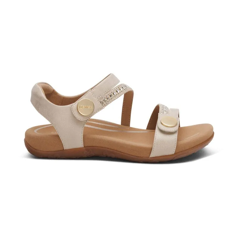 Aetrex Women's Jess Sandals- Champagne Sparkle