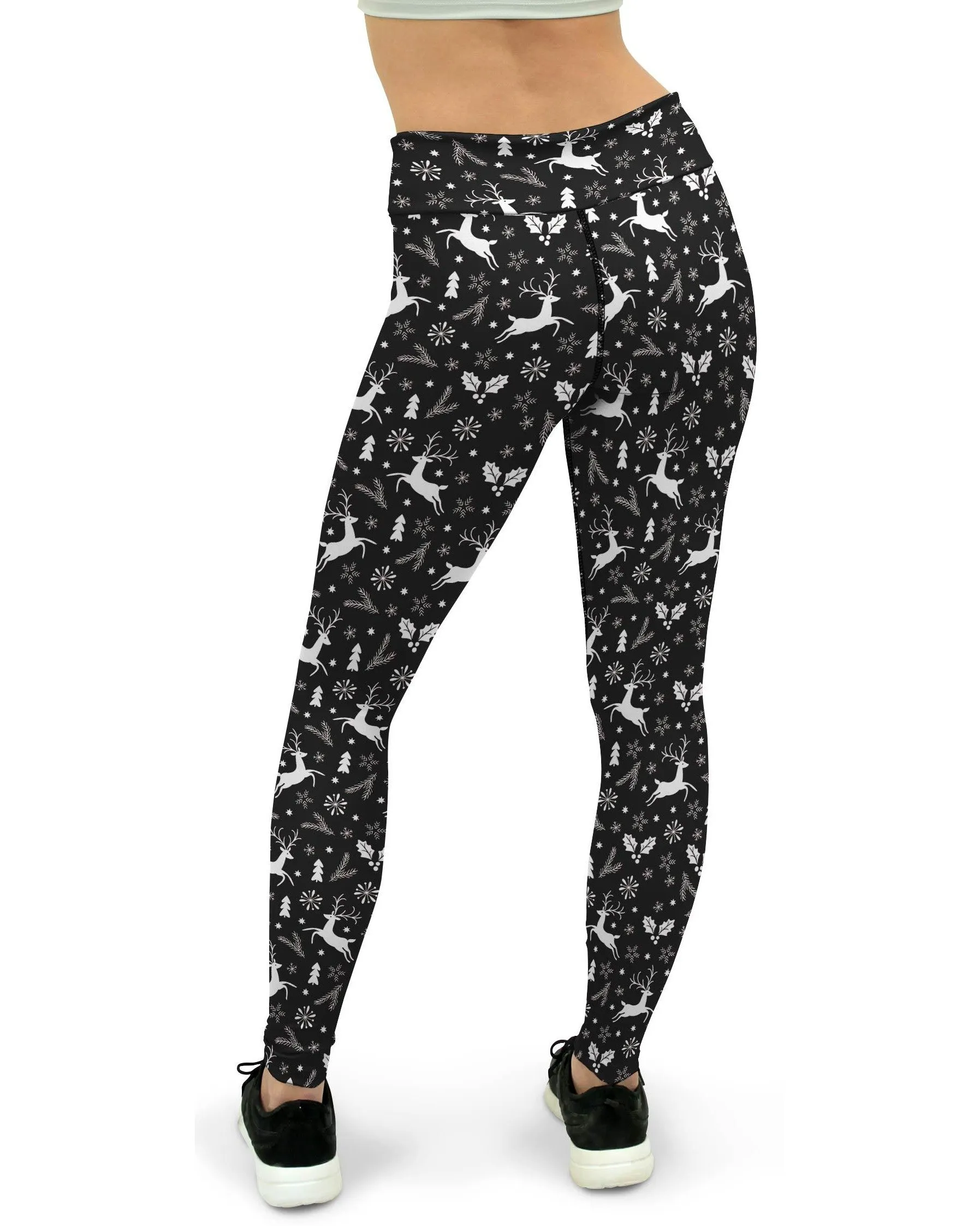 Black Reindeer Christmas Yoga Pants