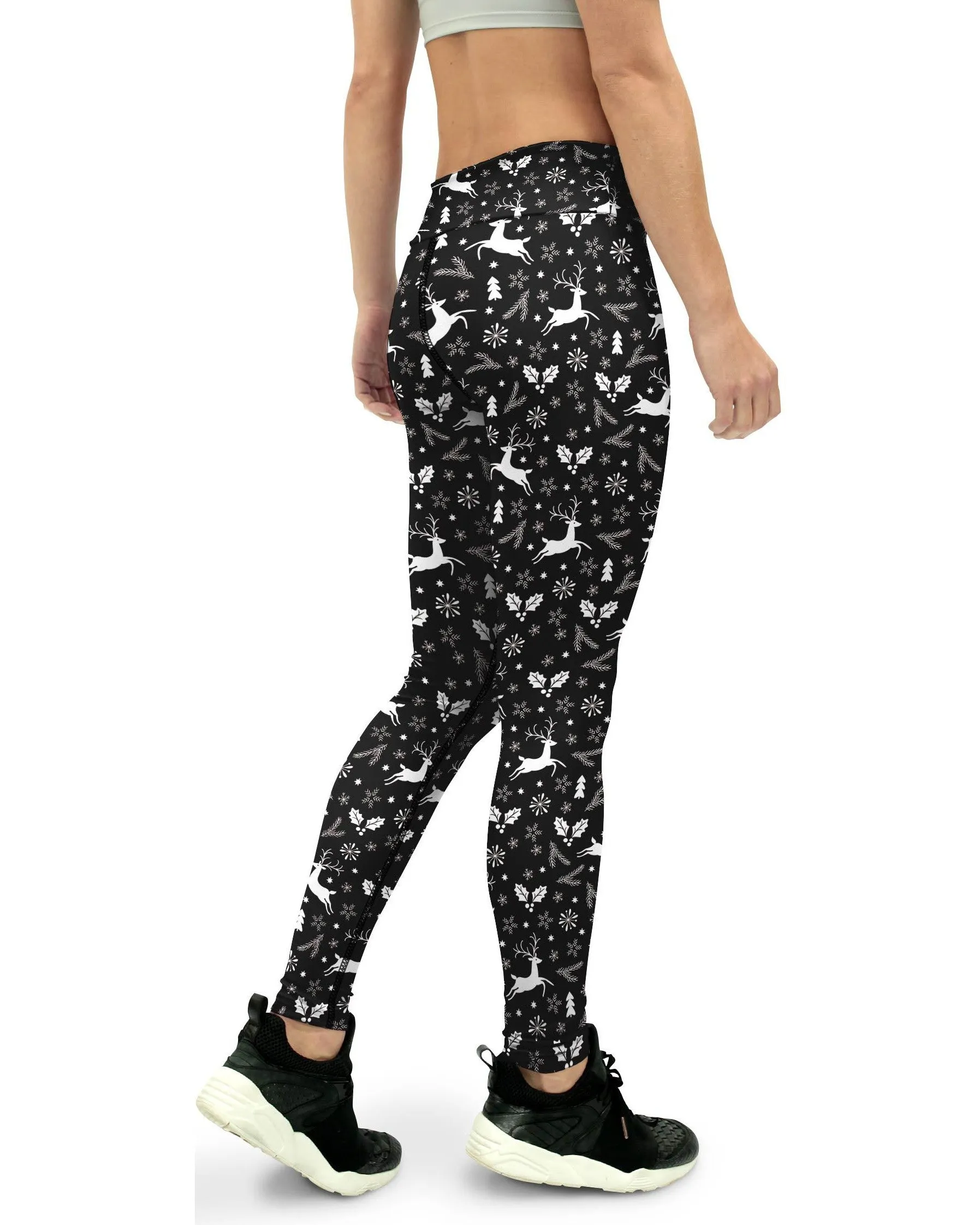 Black Reindeer Christmas Yoga Pants