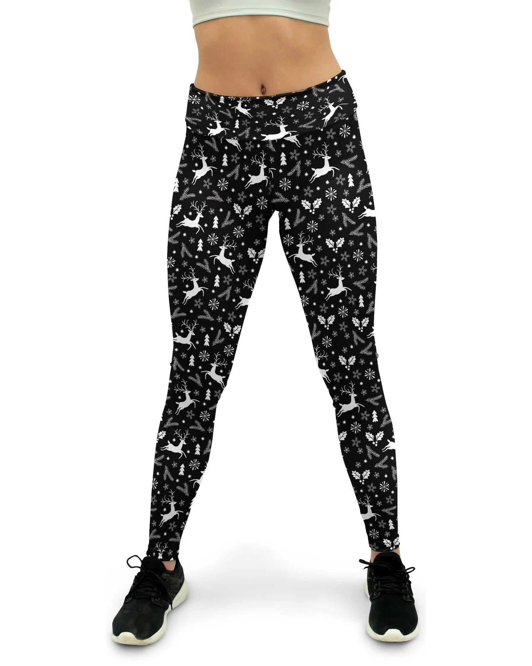 Black Reindeer Christmas Yoga Pants