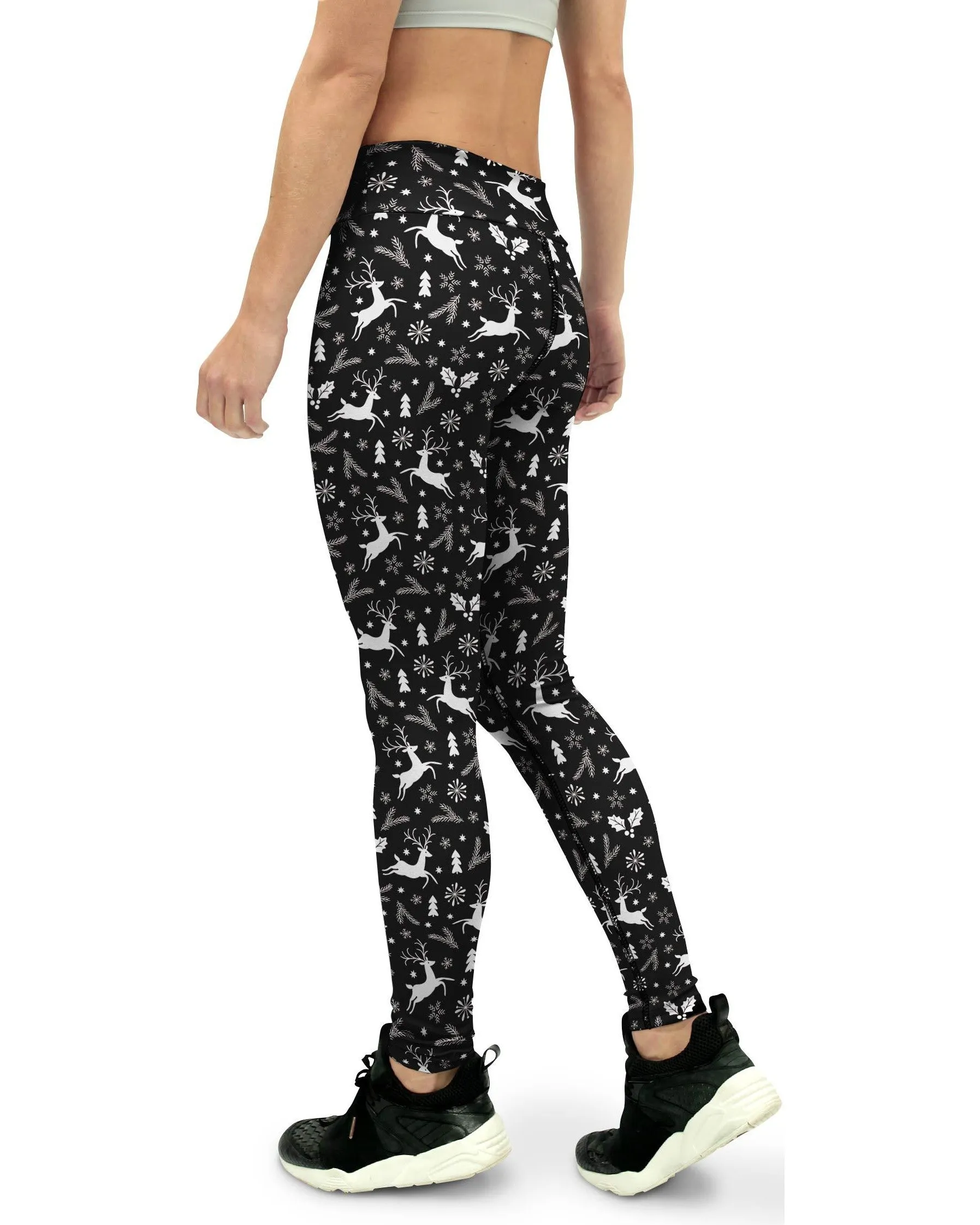 Black Reindeer Christmas Yoga Pants