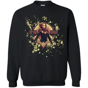Captain Marvel Cracked Paint Splatter Logo Crewneck Pullover Sweatshirt