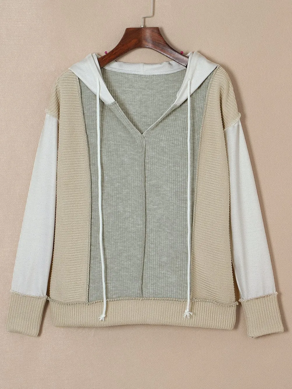 Casual Color Block Zip-Up Hooded Coat