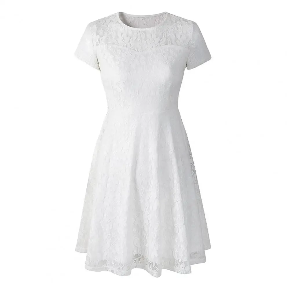 Elegant Plus Size Summer Mini Dress A-line Round Neck Style