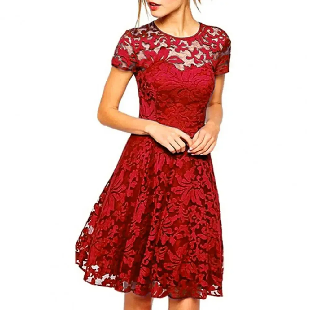 Elegant Plus Size Summer Mini Dress A-line Round Neck Style