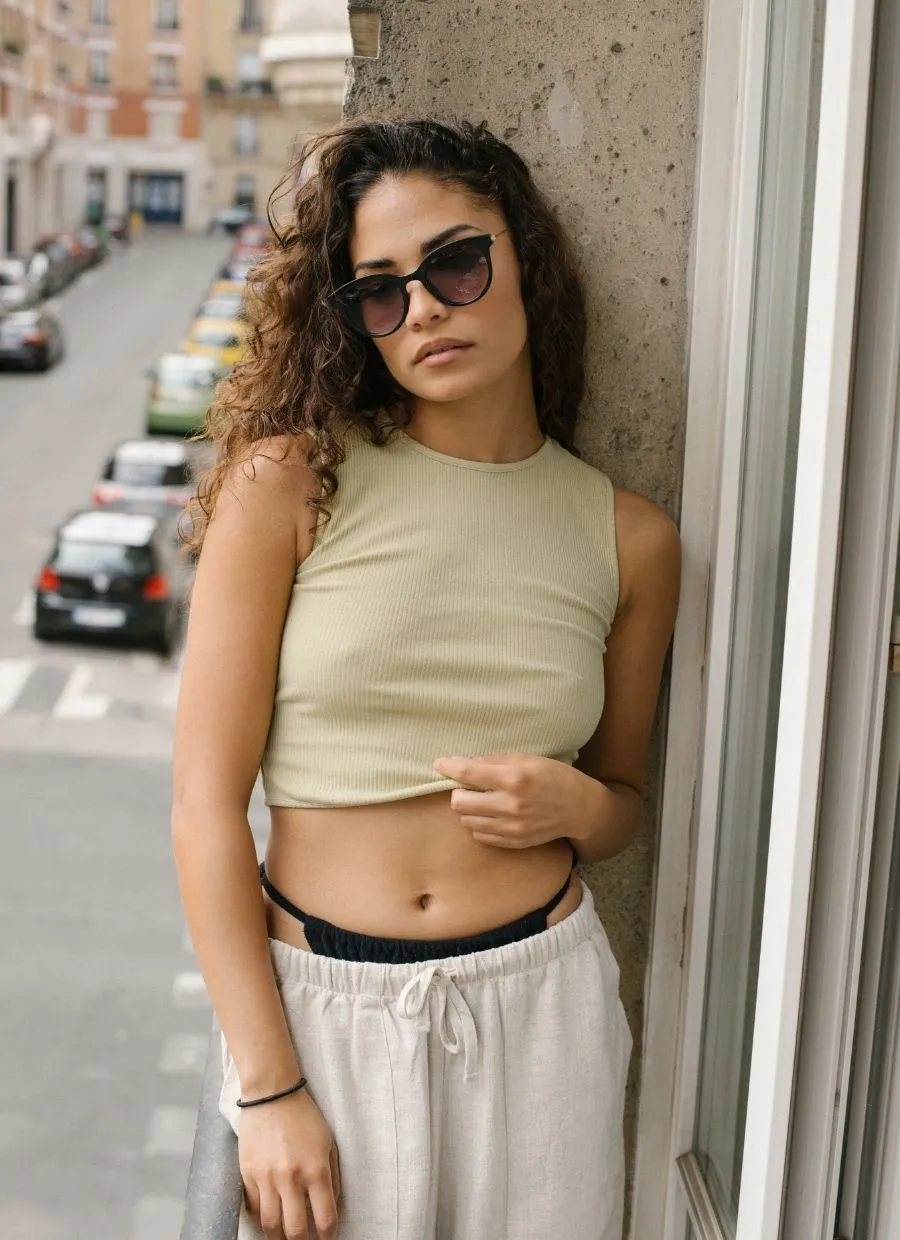 Grace Crop Top Organic Cotton - Light Green