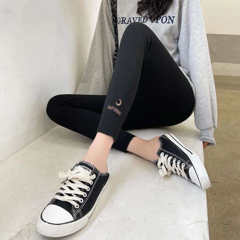 Gray Women Outdoor Summer Thin High Waist Stretchable Slim Fit Fitted Pants Leggings
