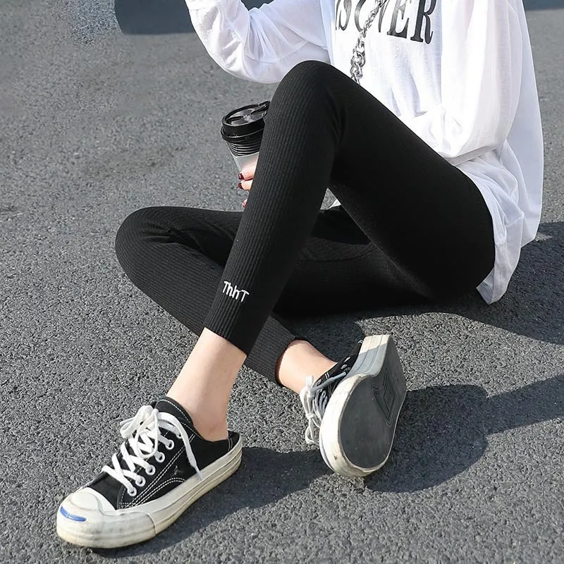 Gray Women Outdoor Summer Thin High Waist Stretchable Slim Fit Fitted Pants Leggings