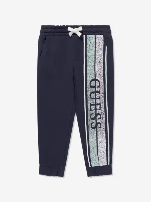 Guess Boys Logo Print Joggers in Navy
