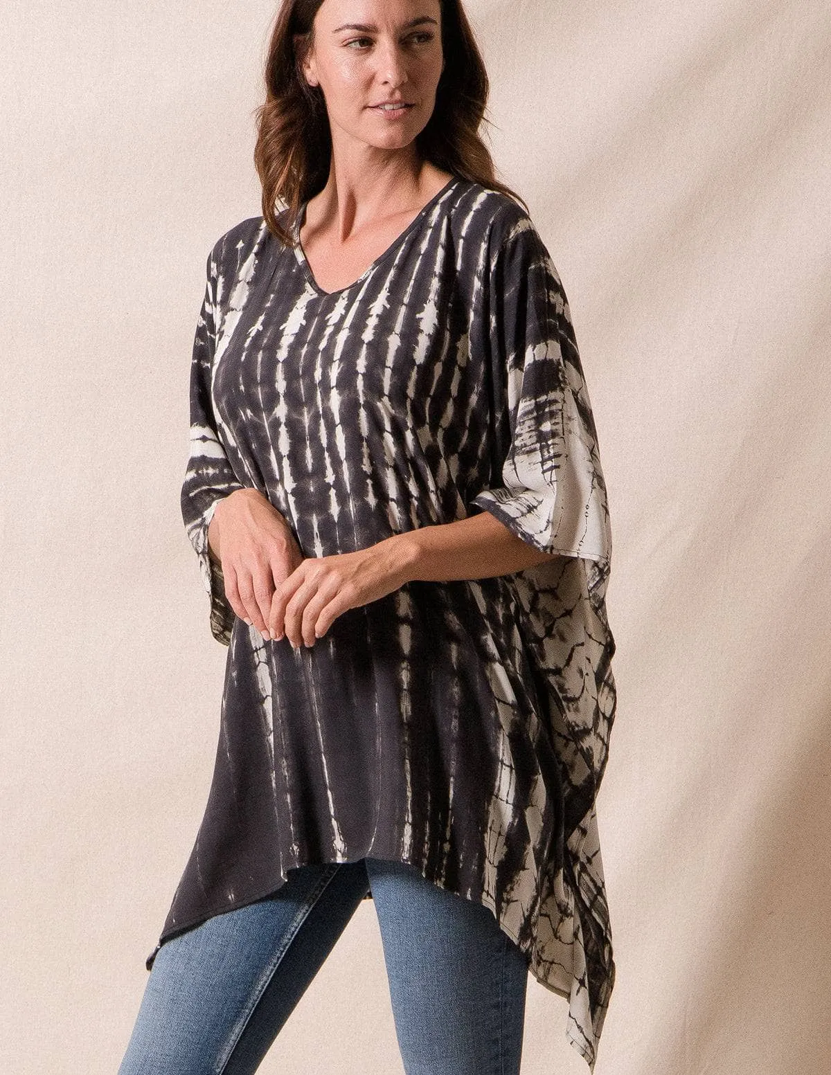 Handmade Bali Poncho - Shibori Tie-Dye