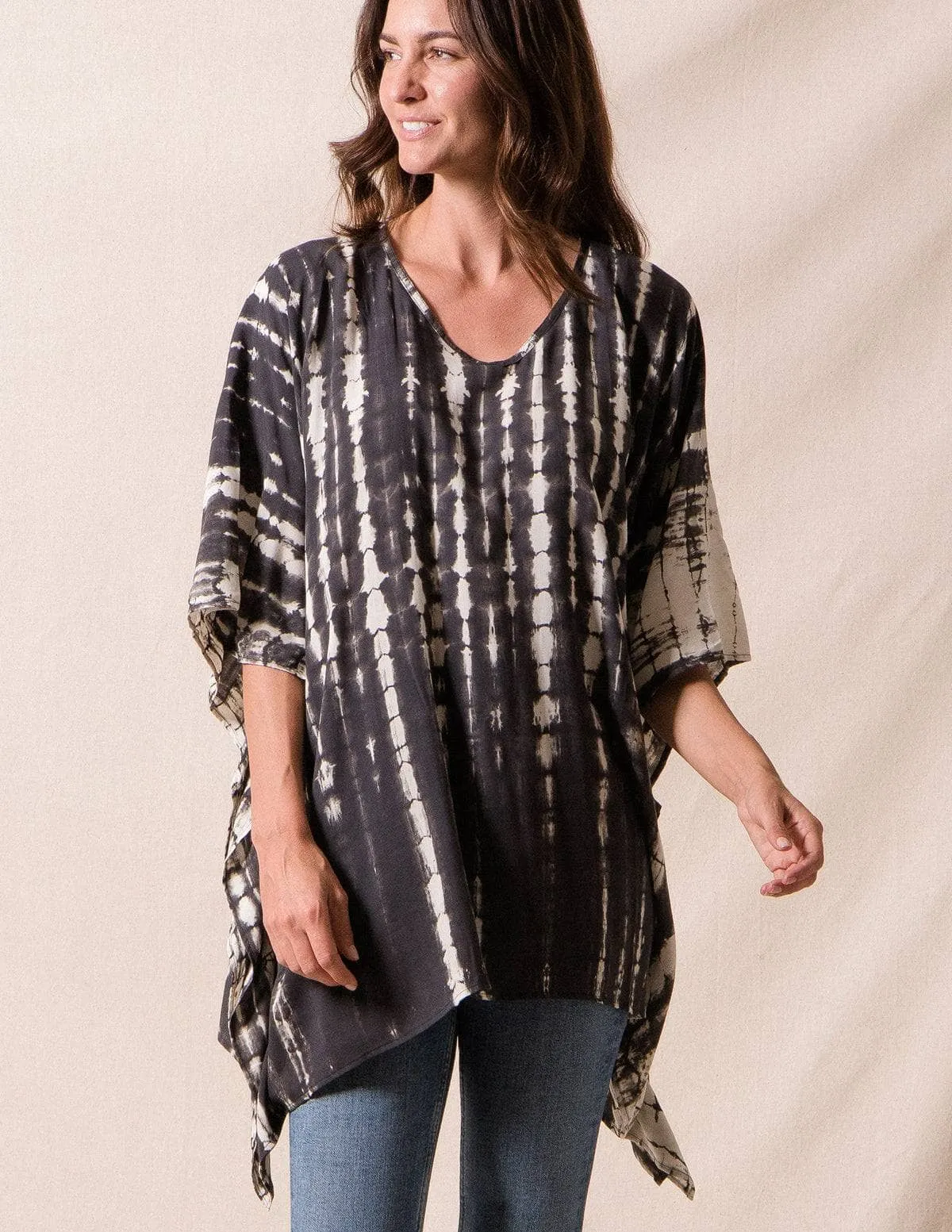 Handmade Bali Poncho - Shibori Tie-Dye
