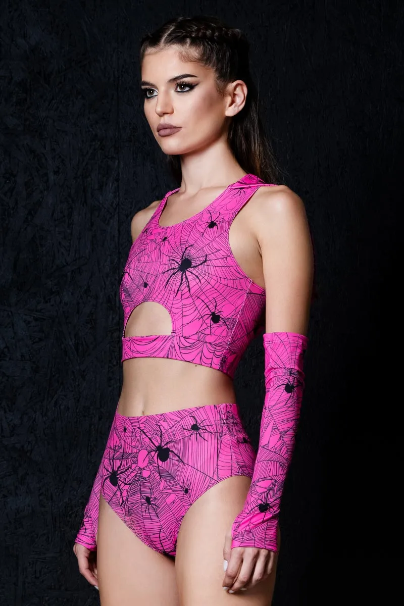 Hot Pink Spiderwebs Booty Shorts
