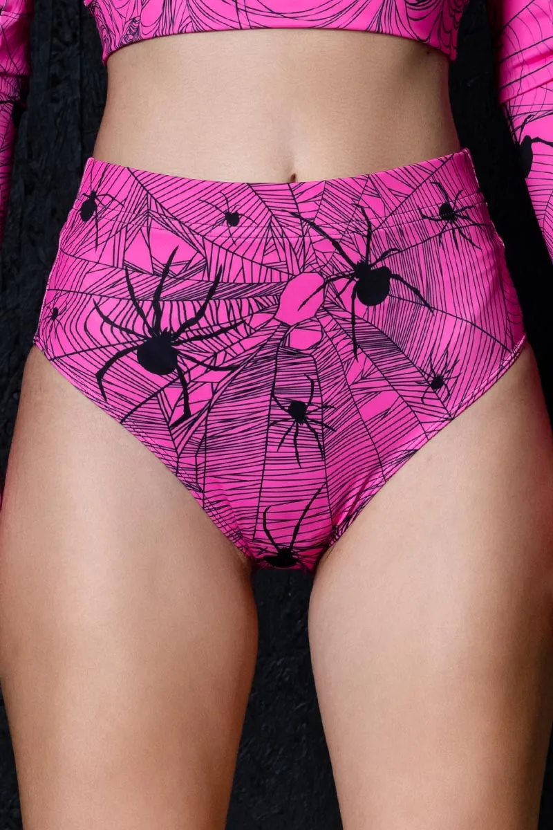 Hot Pink Spiderwebs Booty Shorts