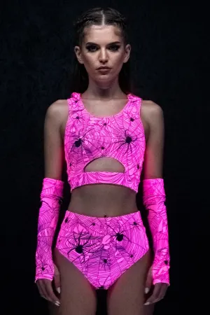 Hot Pink Spiderwebs Booty Shorts