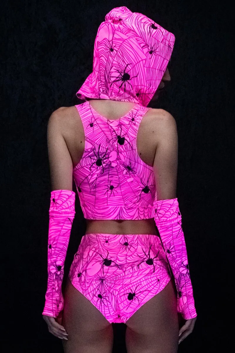Hot Pink Spiderwebs Booty Shorts
