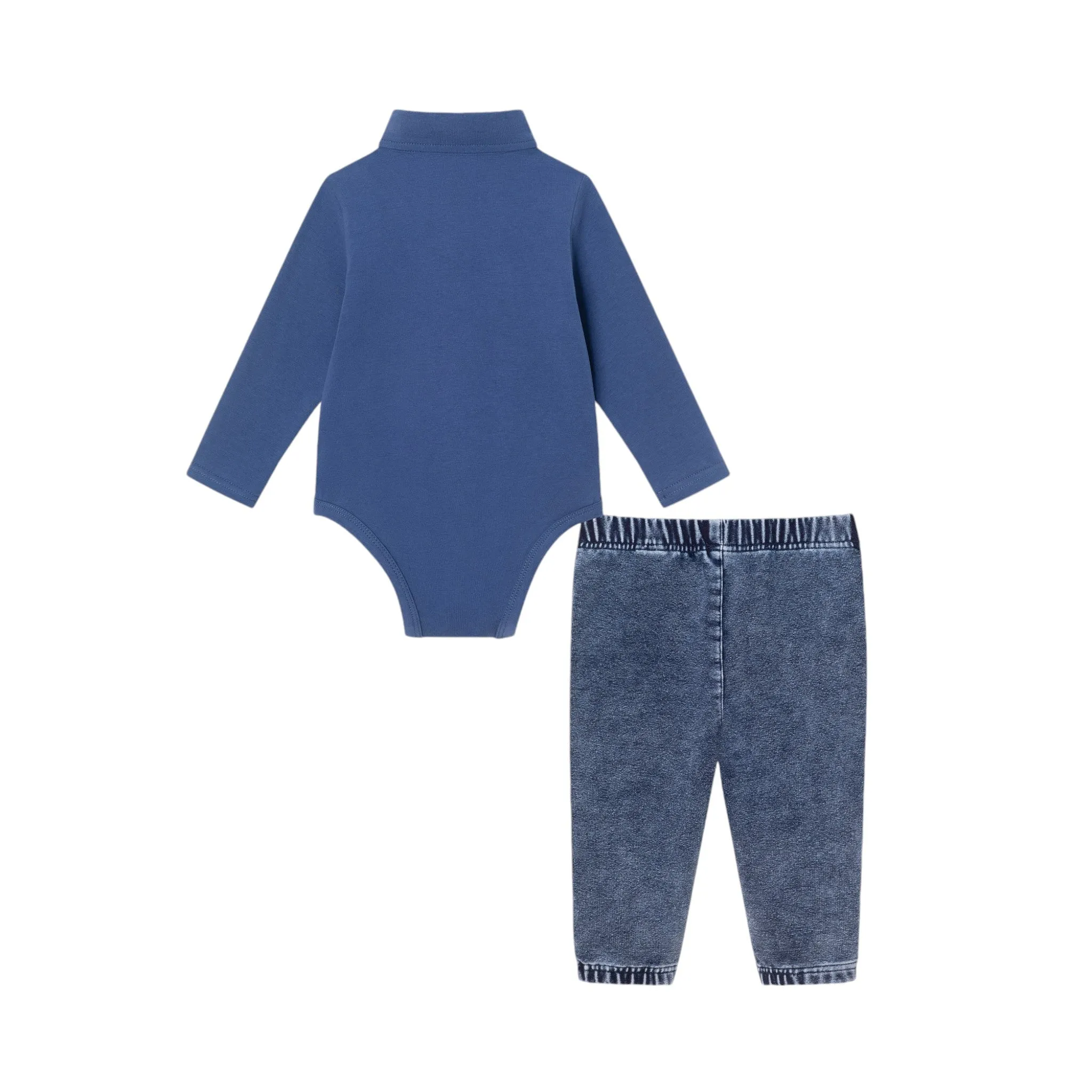 Infant 2-Piece Suspender Shirtzie® & Faux Denim Terry Pant Set | Navy