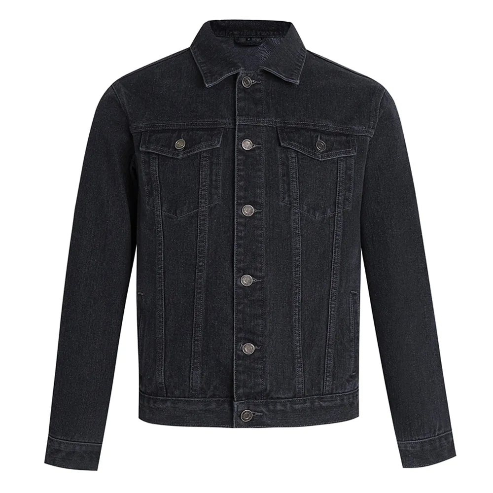 Mens Anarchy Print Graphic Button Up Denim Jacket