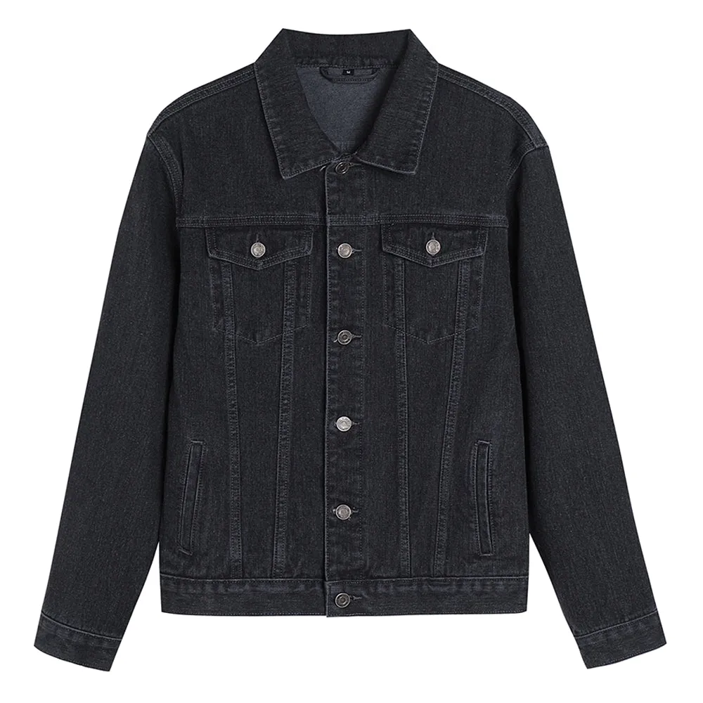 Mens Anarchy Print Graphic Button Up Denim Jacket