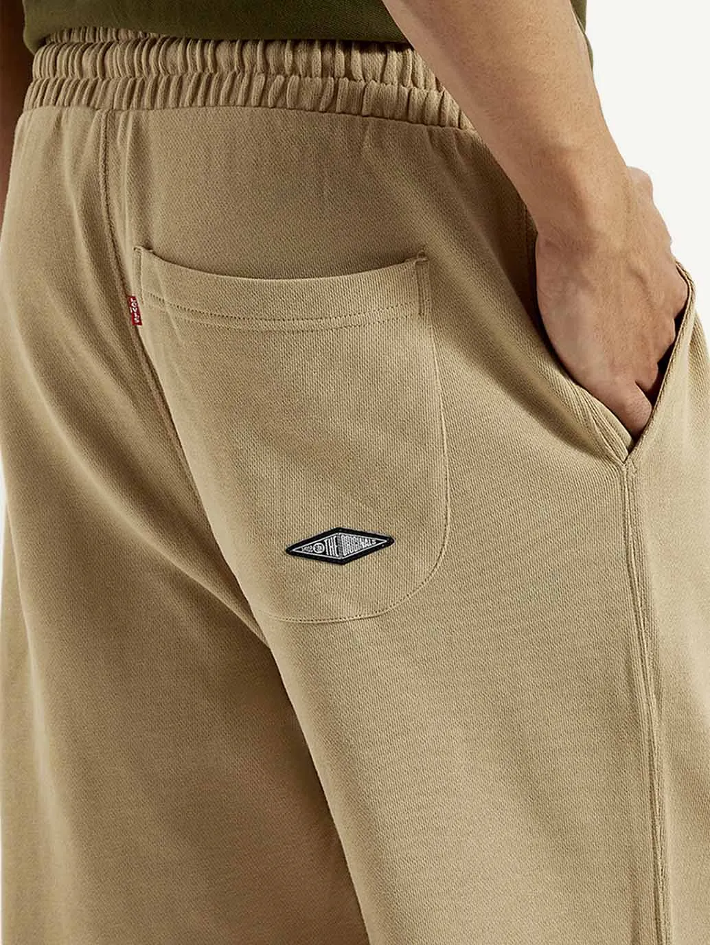 Men's Beige Solid Utility Joggers