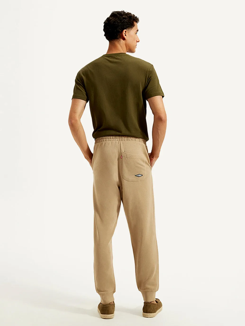 Men's Beige Solid Utility Joggers