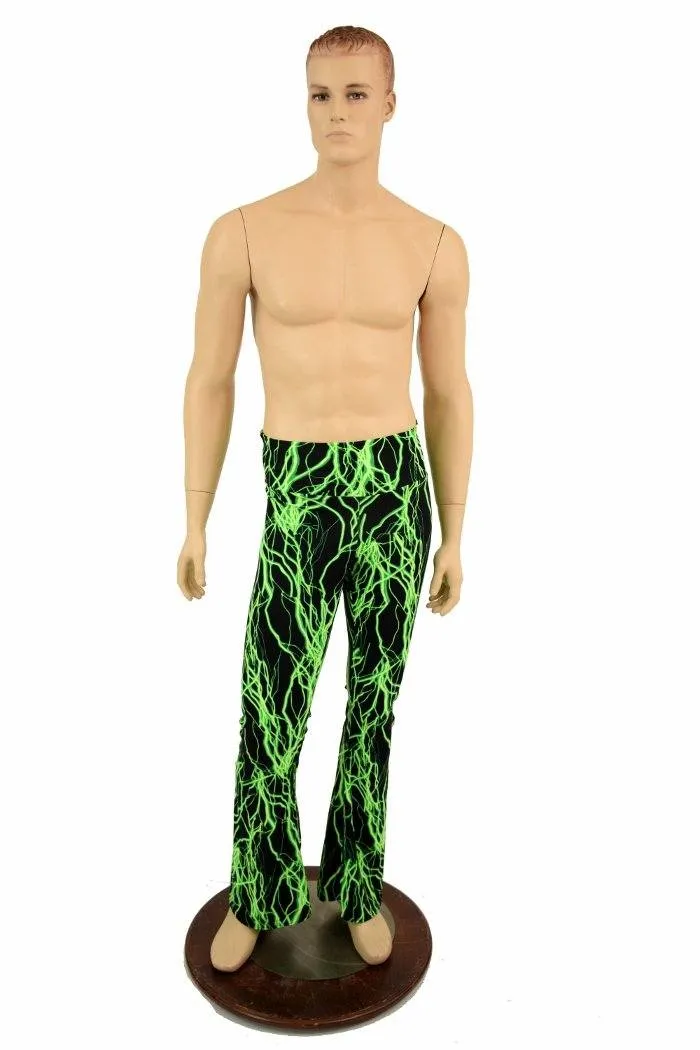 Mens Bootcut Leggings in Neon Lightning