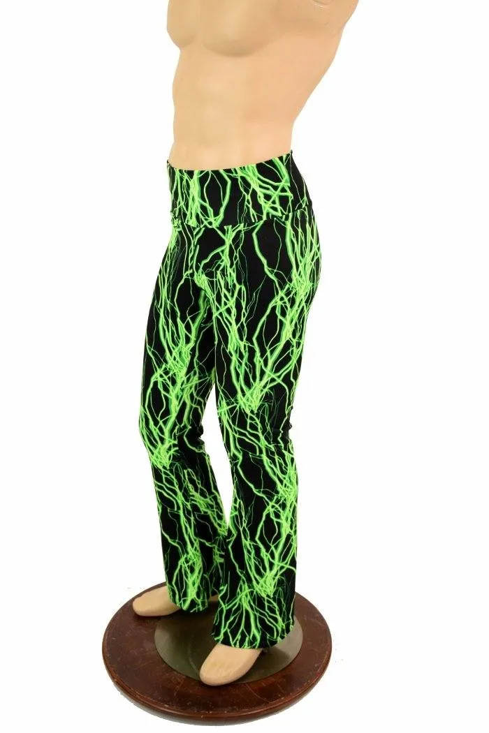 Mens Bootcut Leggings in Neon Lightning