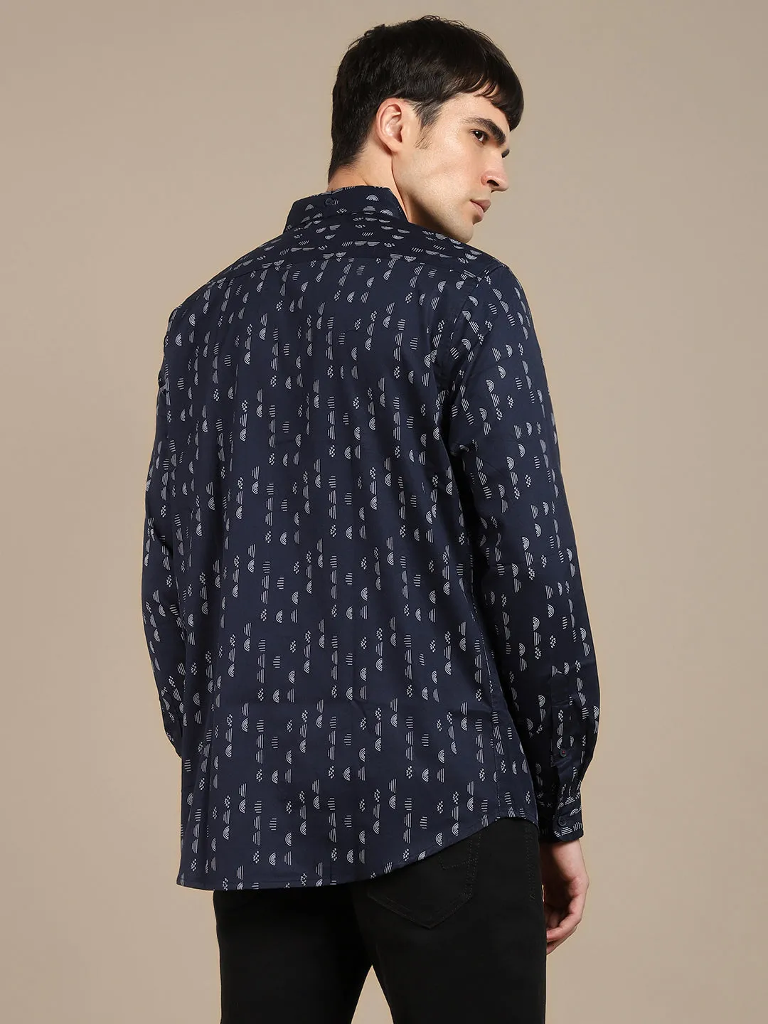 Men's Conversational Printed Pure Cotton Casual Slim Fit Shirt