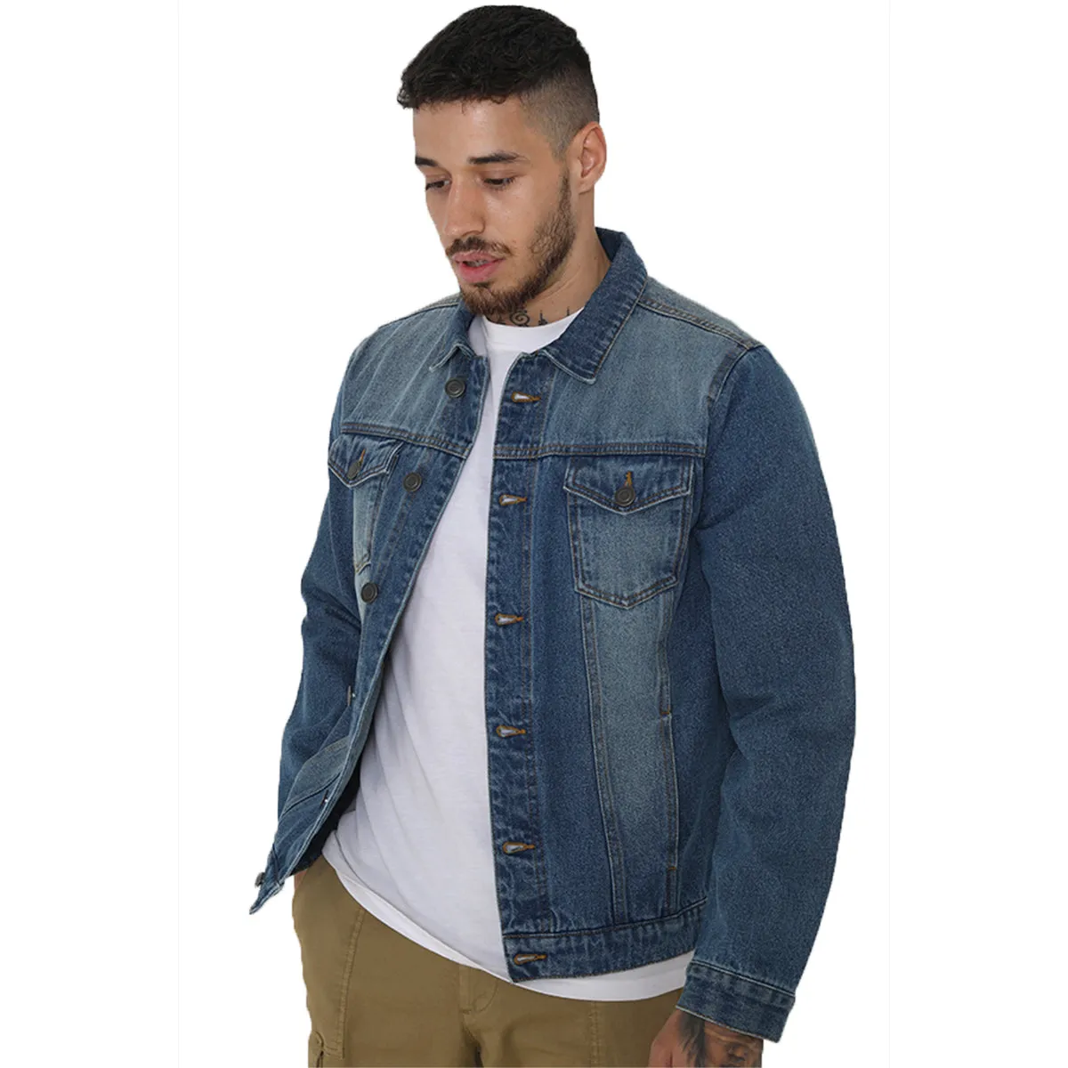 Mens FIELDING Casual Denim Blue Jacket