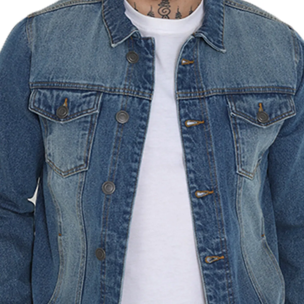Mens FIELDING Casual Denim Blue Jacket