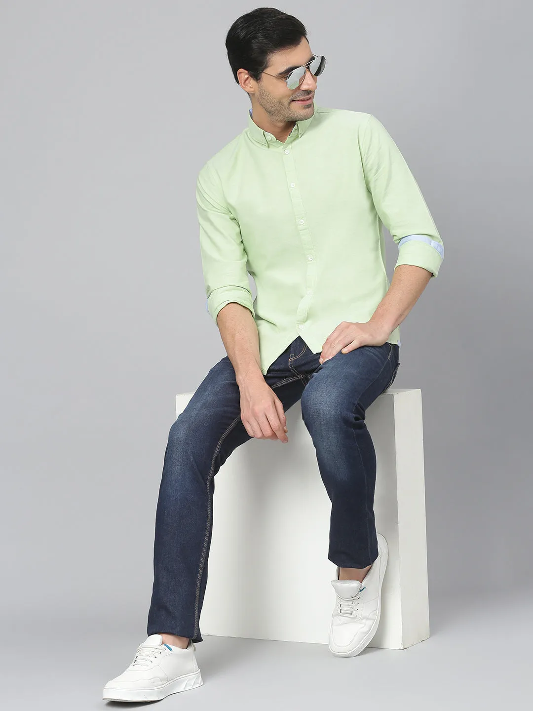 Men's Solid Pista Slim Fit Cotton Casual Shirt