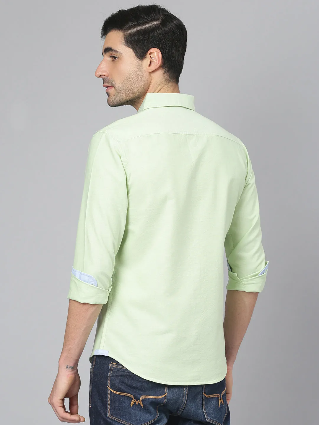 Men's Solid Pista Slim Fit Cotton Casual Shirt