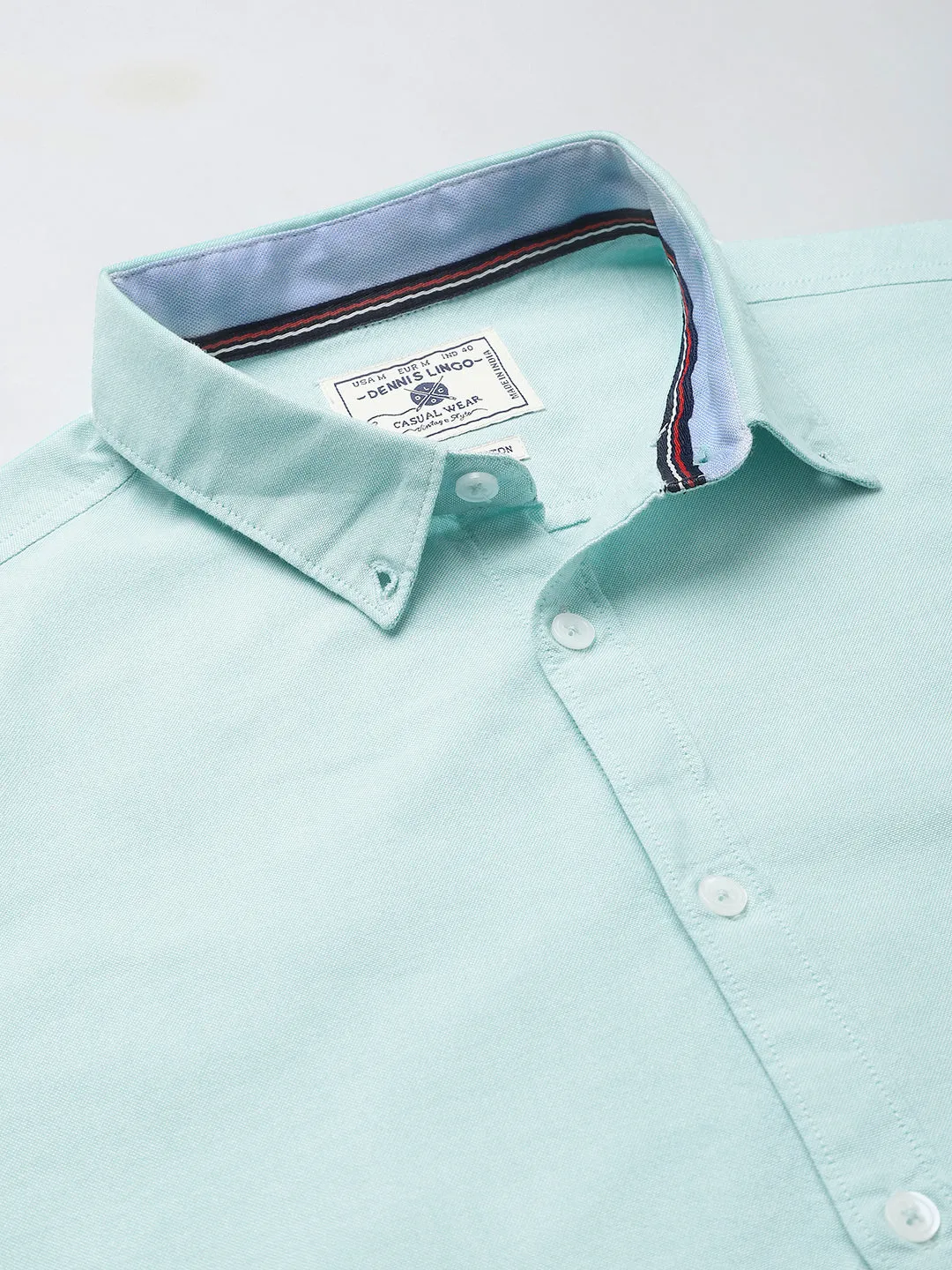 Men's Solid Turquoise Slim Fit Cotton Casual Shirt