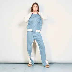 Modern denim jacket and pants set wholesale