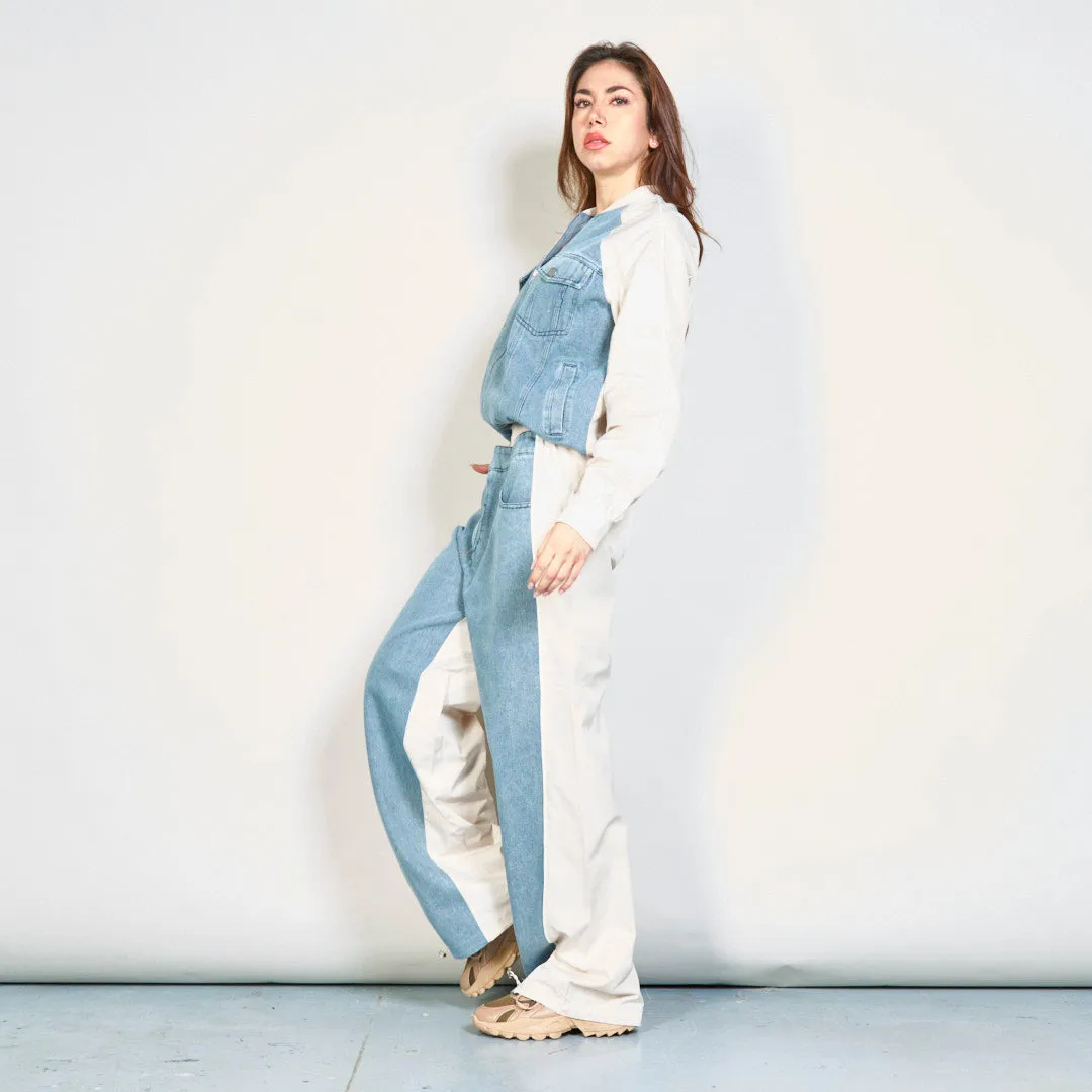 Modern denim jacket and pants set wholesale