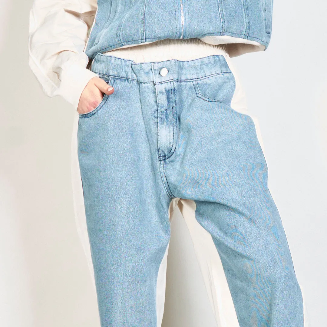 Modern denim jacket and pants set wholesale