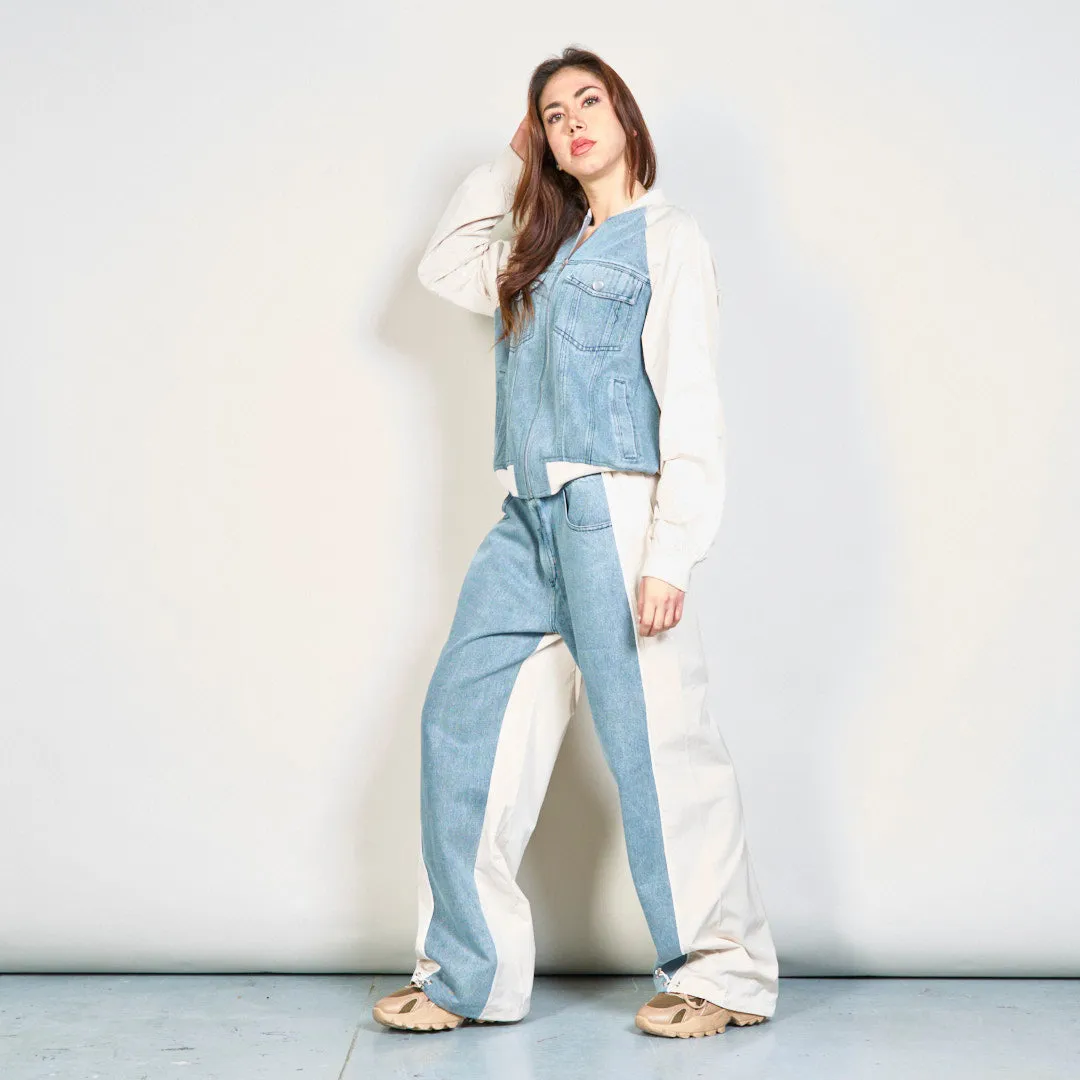 Modern denim jacket and pants set wholesale
