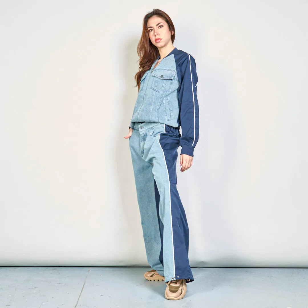 Modern denim jacket and pants set wholesale
