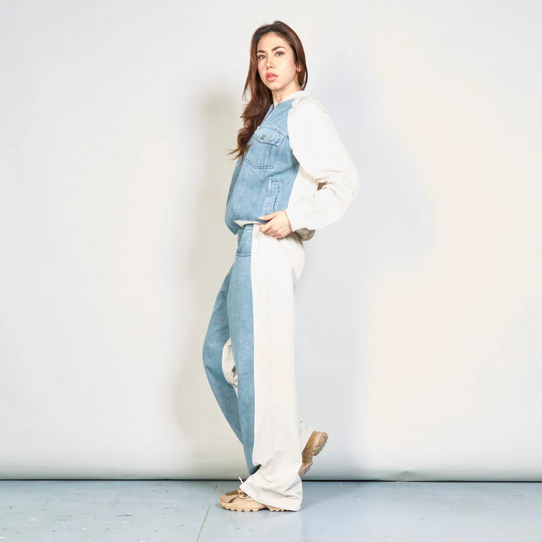 Modern denim jacket and pants set wholesale
