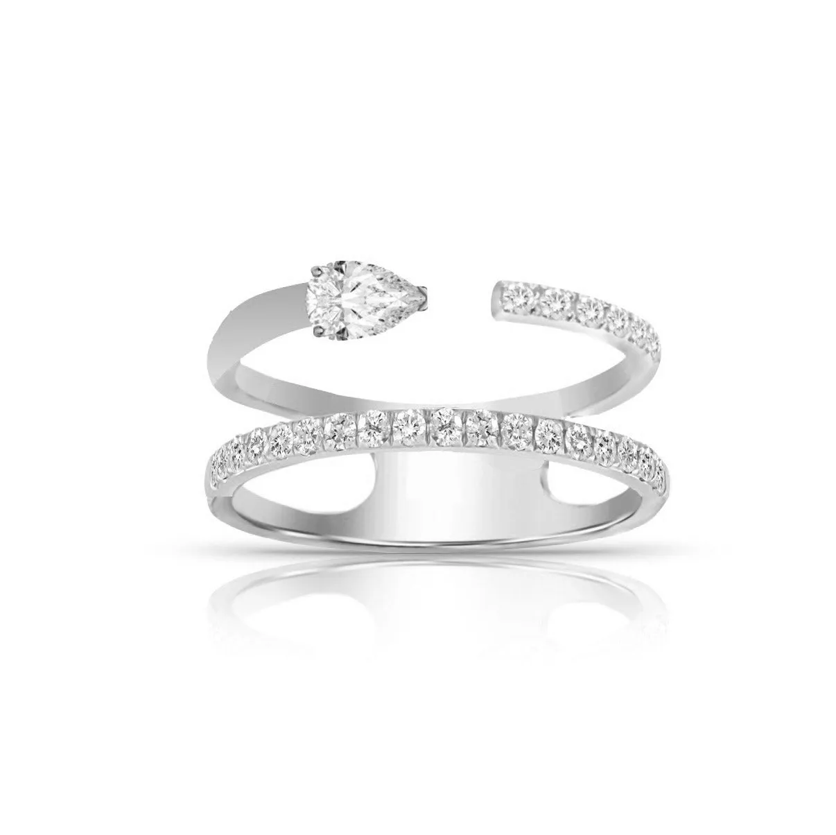 Multishape Double Full Row Diamond Statement Ring