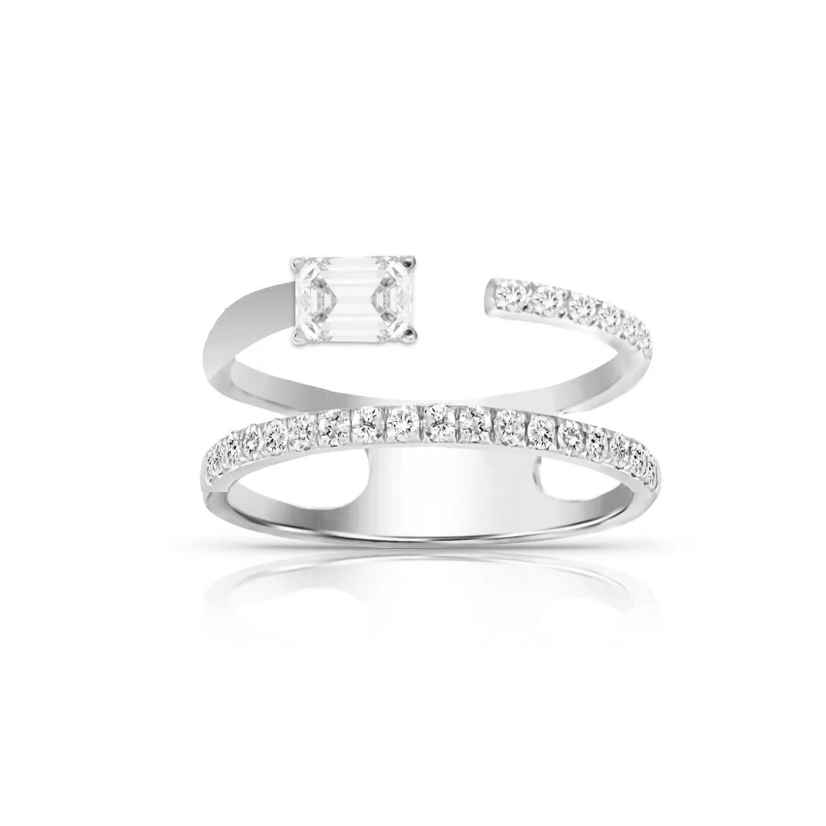 Multishape Double Full Row Diamond Statement Ring