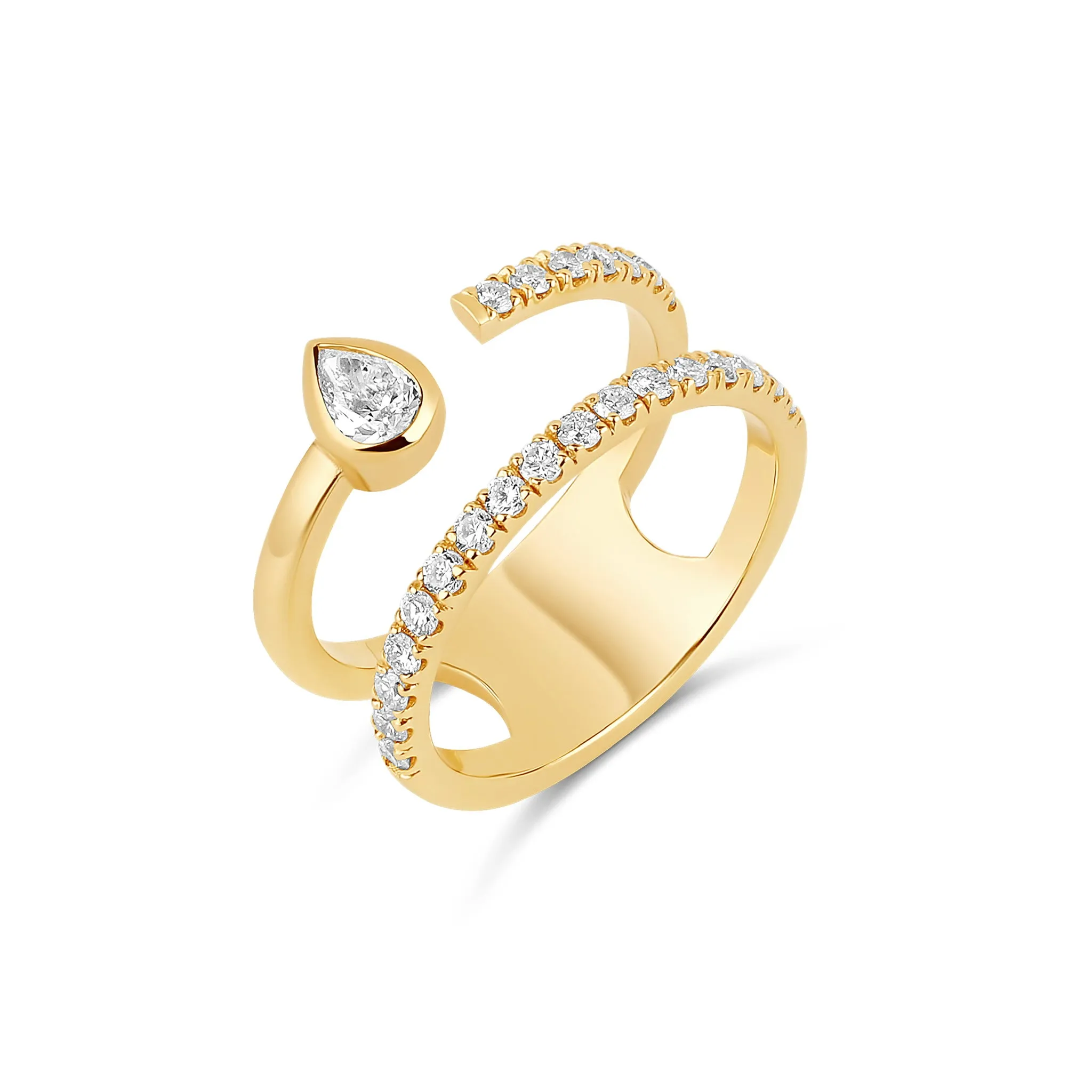 Multishape Double Full Row Diamond Statement Ring
