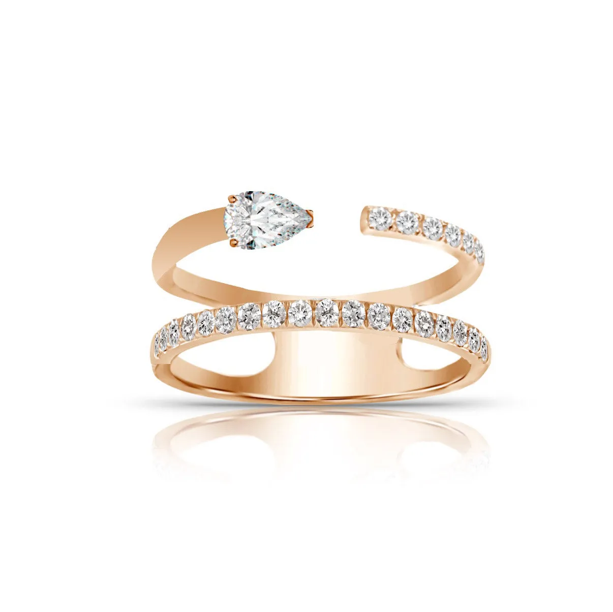 Multishape Double Full Row Diamond Statement Ring