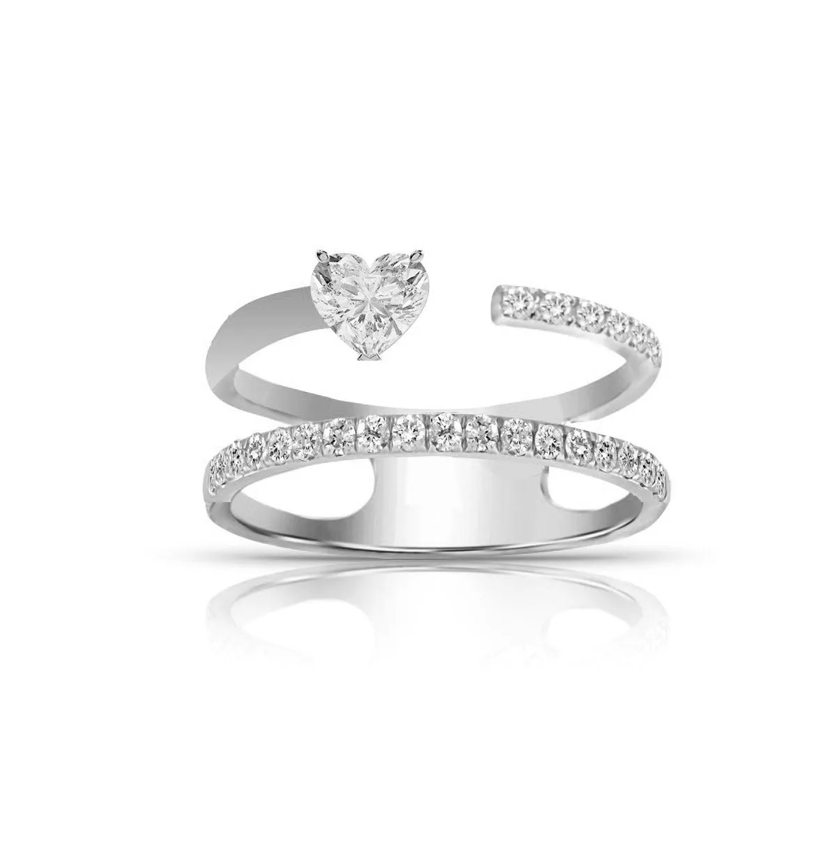 Multishape Double Full Row Diamond Statement Ring